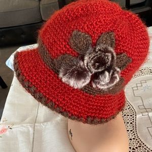 Soft red knit wool hat